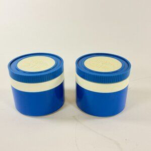 Vintage 2 Insulated Thermos Blue White Food Storage Container Retro Kitchen